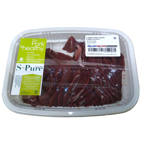 S-Pure Sliced Pork Liver (ตับหมู) offers iron-rich nutrient-dense meat with distinctive sweet-savory taste plus smooth tender texture