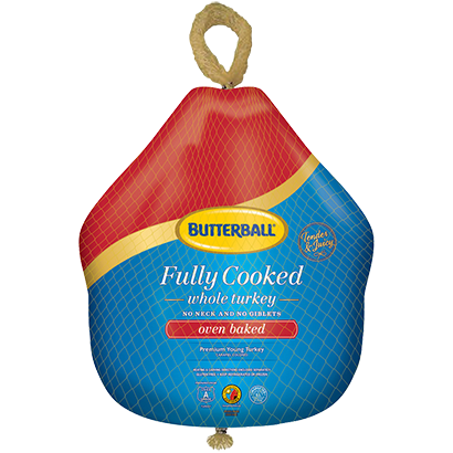 Butterball Frozen Fully Cooked Oven Baked Whole Turkey (ไก่งวงอบ) offers tender juicy meat ready to serve without extra seasoning needed.