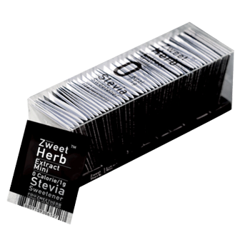 Zweet Herb Stevia Sweetener Sachets (น้ำตาลหญ้าหวาน) are vegan and gluten-free offering a natural alternative to artificial sweeteners.