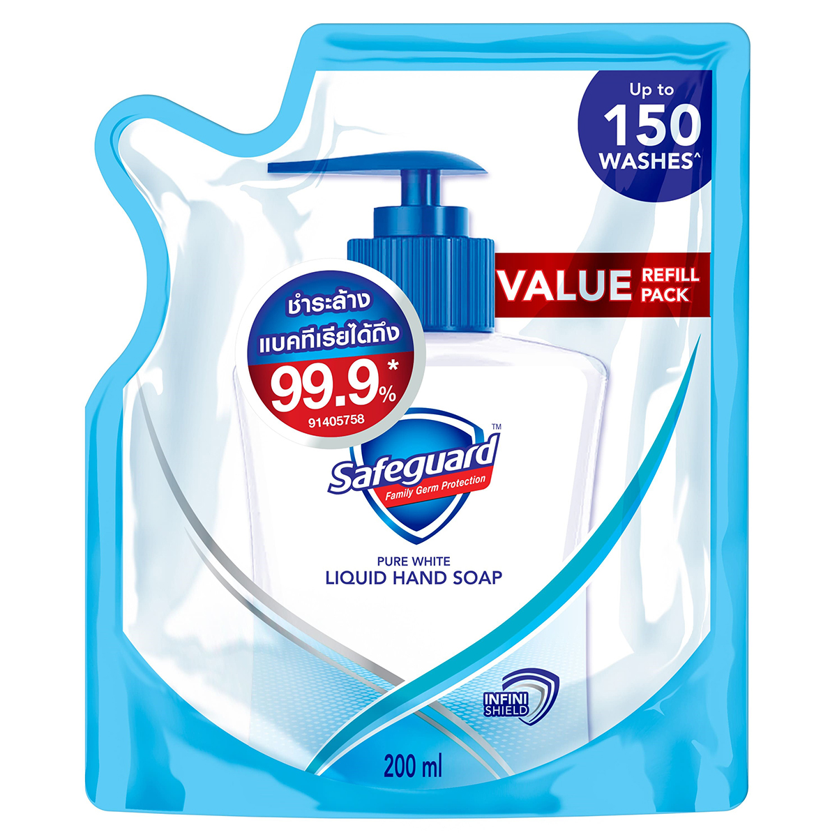 SAFEGUARD PURE WHITE SOAP 200ML REFILL