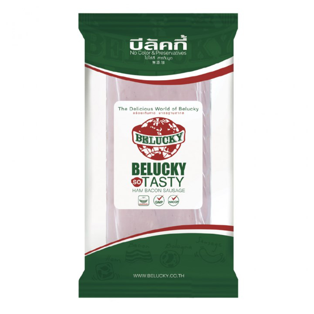 Belucky Picnic Ham (แฮมปิกนิก) presents thinly sliced smoked pork shoulder perfect for salads pizza pasta creating delightful meal combinations.